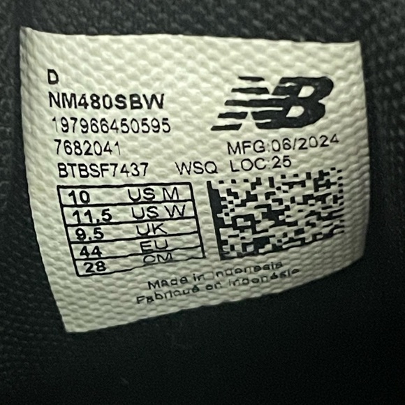 New Balance 480 Black and White Sneakers Men’s size 10 - Picture 7 of 8